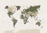 Bold boys’ room wallpaper with world map

