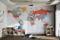 High-quality world map wall mural