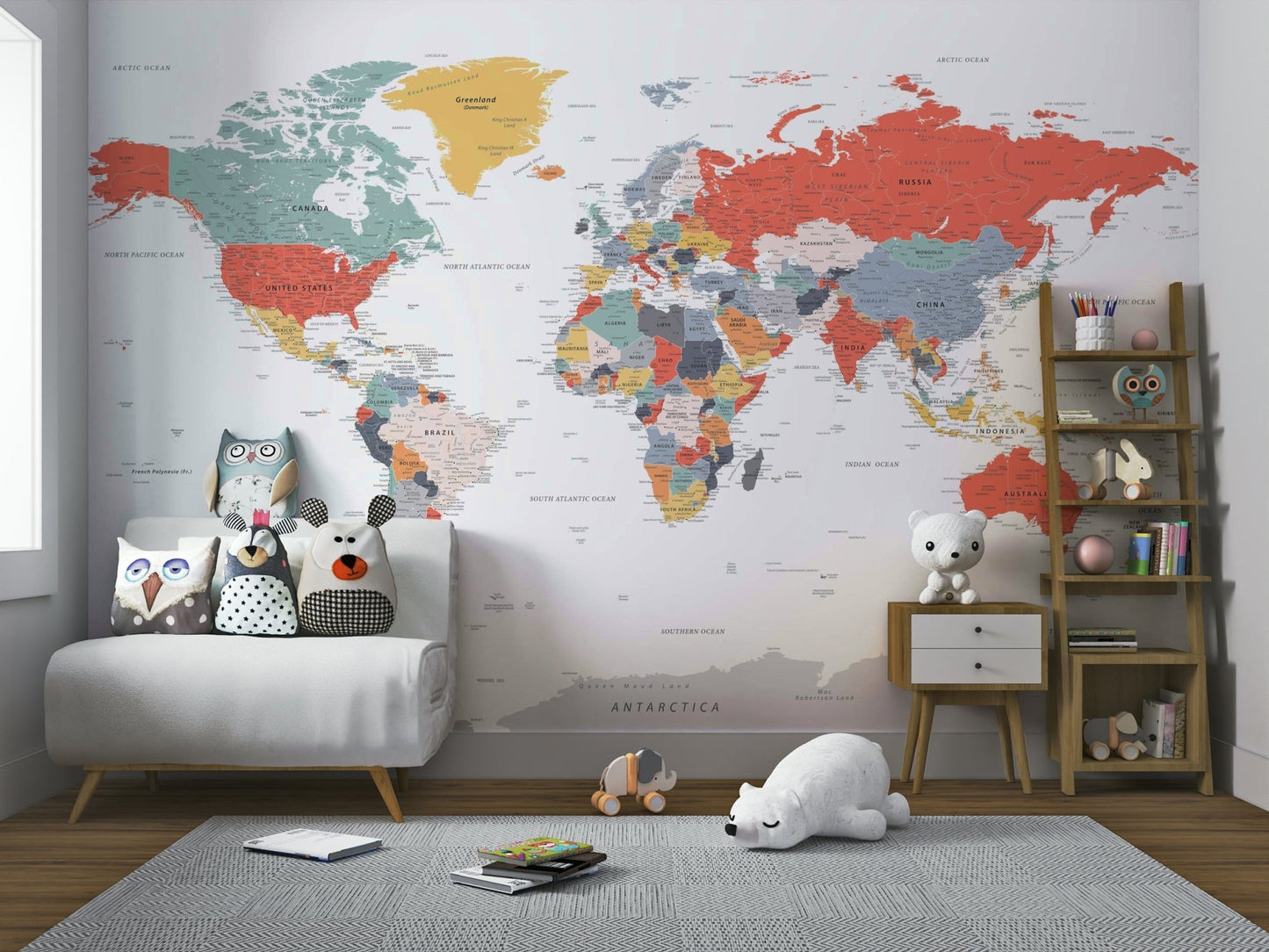 World Map Detailed Wall Mural