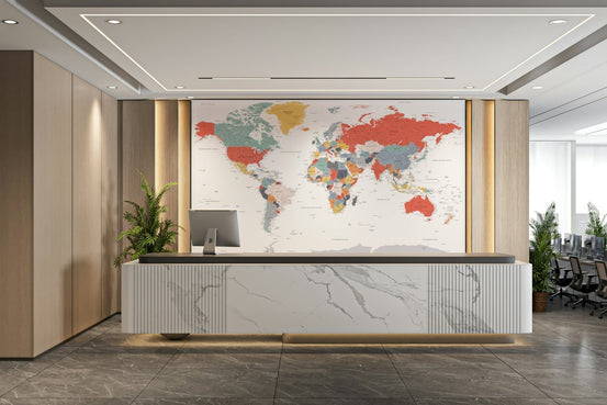 World map detailed wall mural GD449
