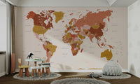 Office space styled with Earth Tones map mural

