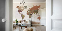 Tan and beige map wallpaper with soft colors

