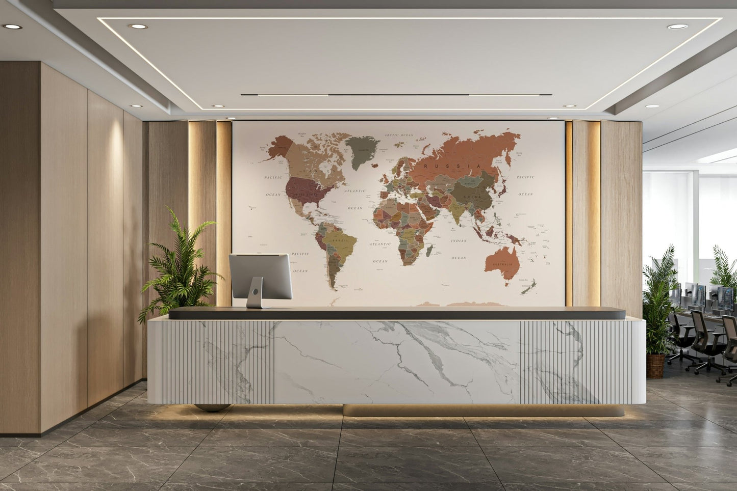 Calm global wallpaper for home office

