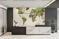 Stylish world map wall mural in green

