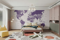 Detailed world map in purple design
