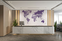 Modern world map purple wall mural