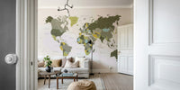 Elegant khaki green world map design