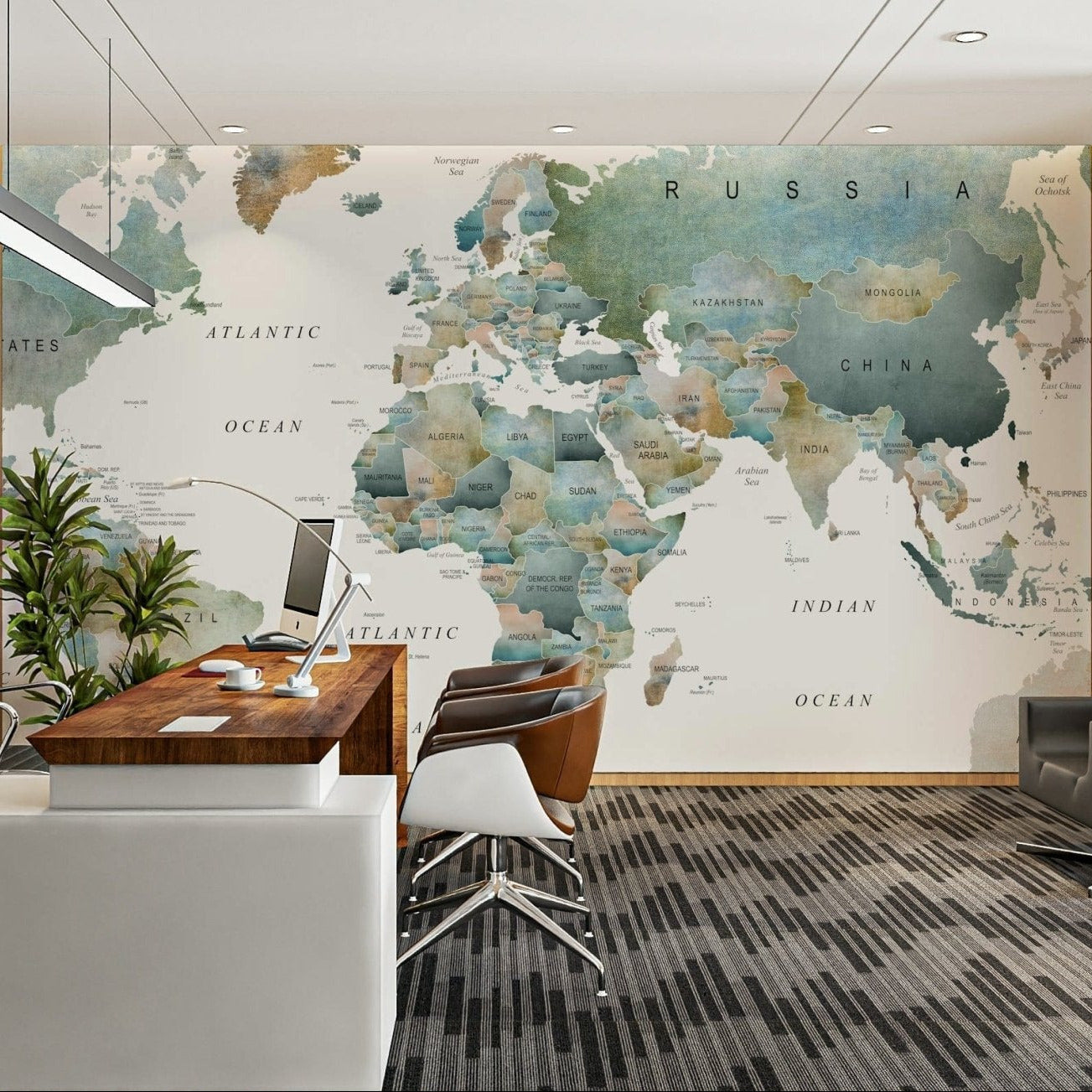 Sophisticated map mural with antique feel
 GD063
