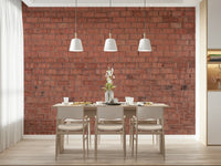 Industrial-style kitchen with textured brick accent.