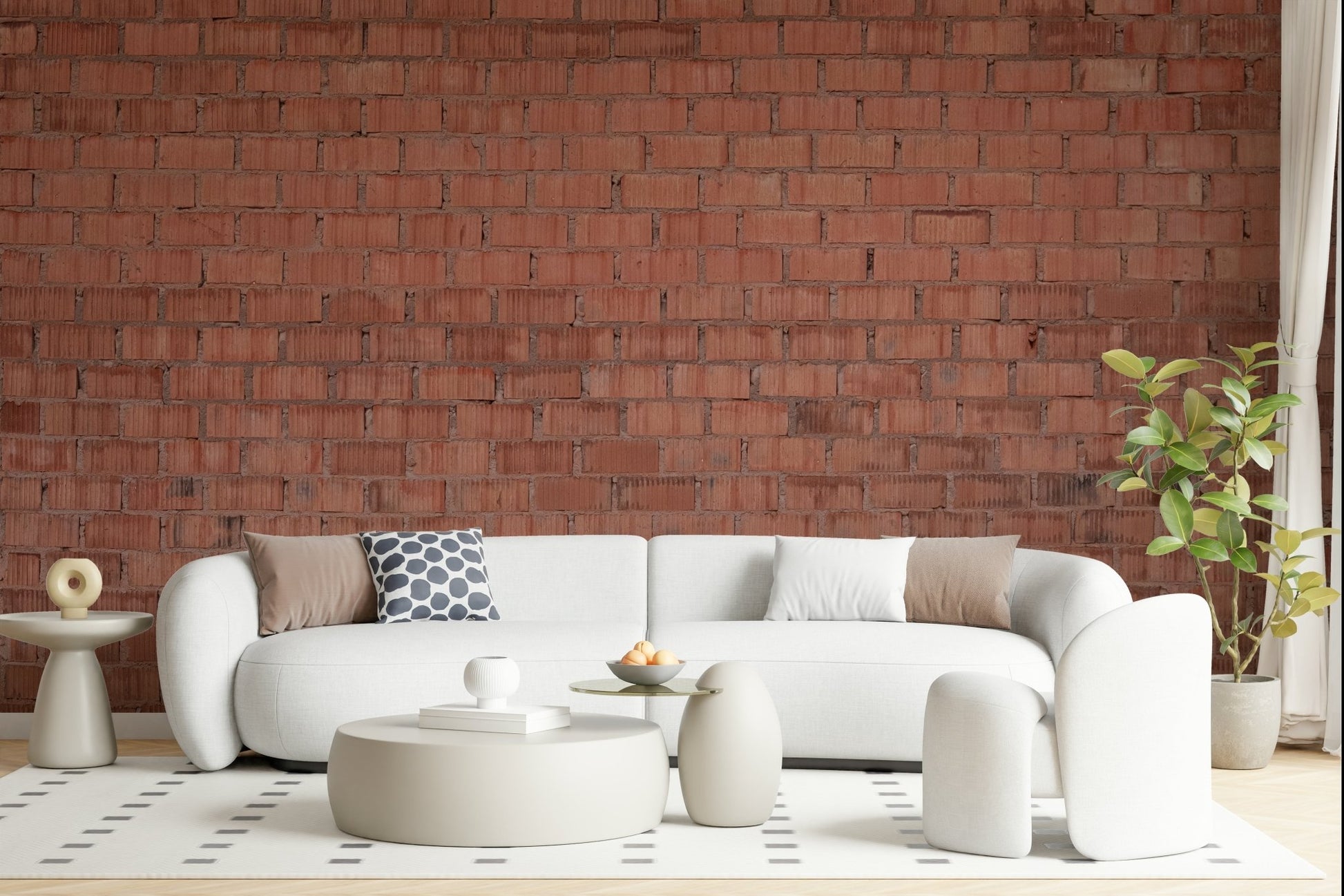 Modern entryway showcasing the warm earthy tone mural.