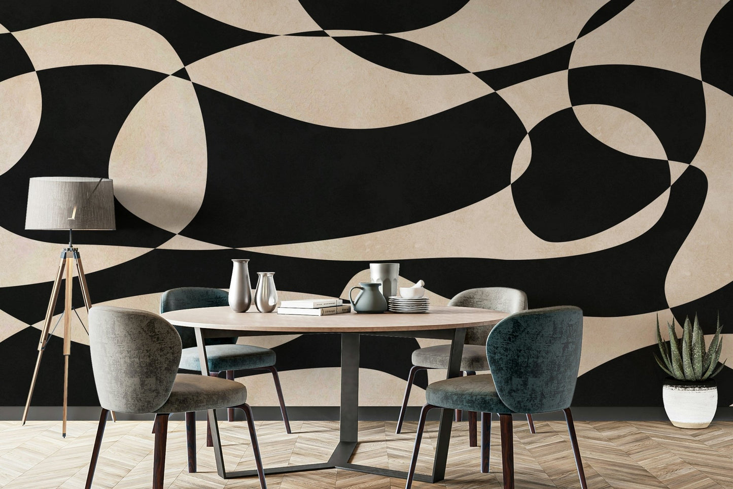 The lines are delicate and the shapes are fluid.

