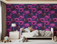 Bedroom backdrop with Wrens in the Anemone wallpaper and perched wrens, GD9300