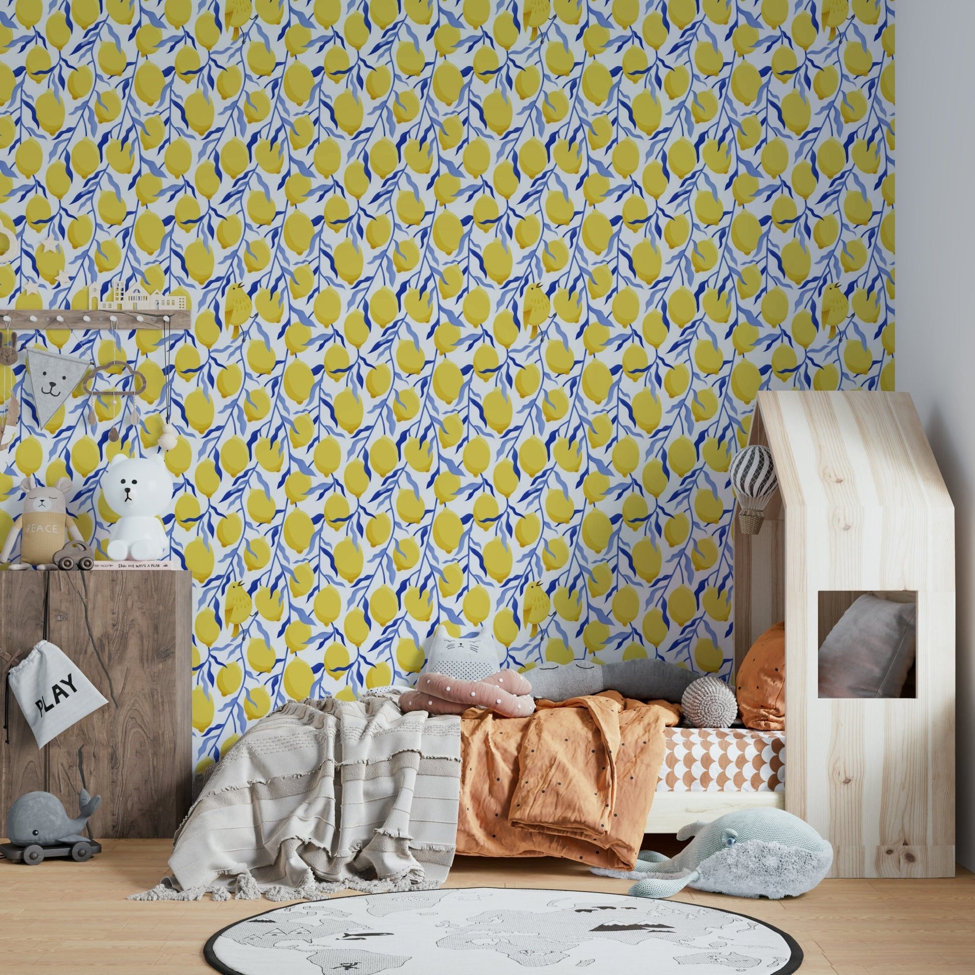Bright yellow lemon mural for kitchens

