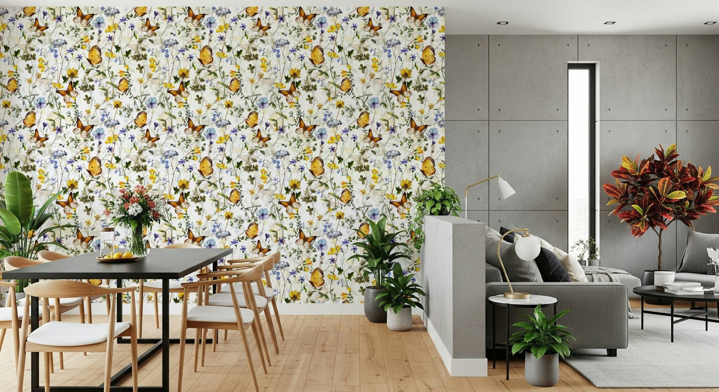 Meadow butterflies wildflowers Yellow Butterfly Meadow wallpaper.