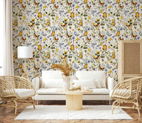 Vibrant watercolor Yellow Butterfly Meadow home interior design.