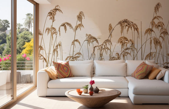 Tranquil reeds wallpaper for serene winter charm A921
