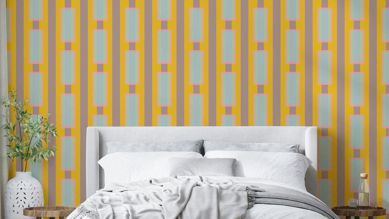 Yellow Geometric Fun wallpaper for vibrant home decor

