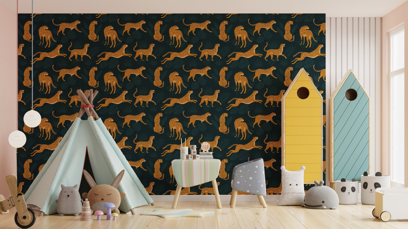 Stylish leopard mural for bold interiors.
