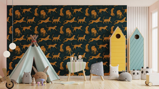 Stylish leopard mural for bold interiors. B016
