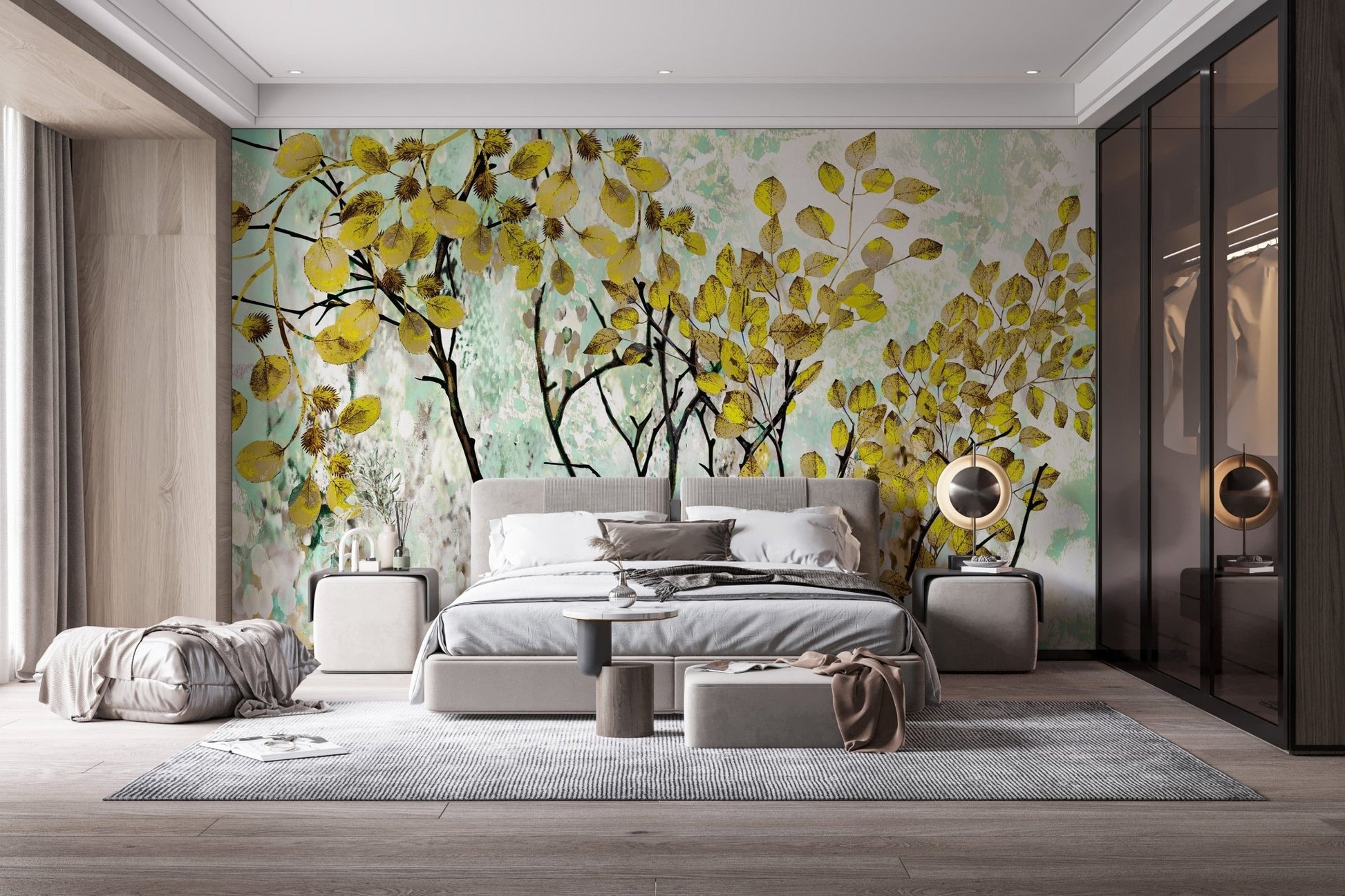 Yellow Oil Painting Canvas Effect Flower Wall Mural - Giffywalls