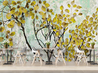 Yellow Oil Painting Canvas Effect Flower Wall Mural - Giffywalls