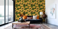 A Living area gains depth from Yellow Poppy Garden wallpaper across the back.⁠GD9580