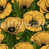 Rich green leaves layer between blooms in Poppy Garden wallpaper.⁠GD9580