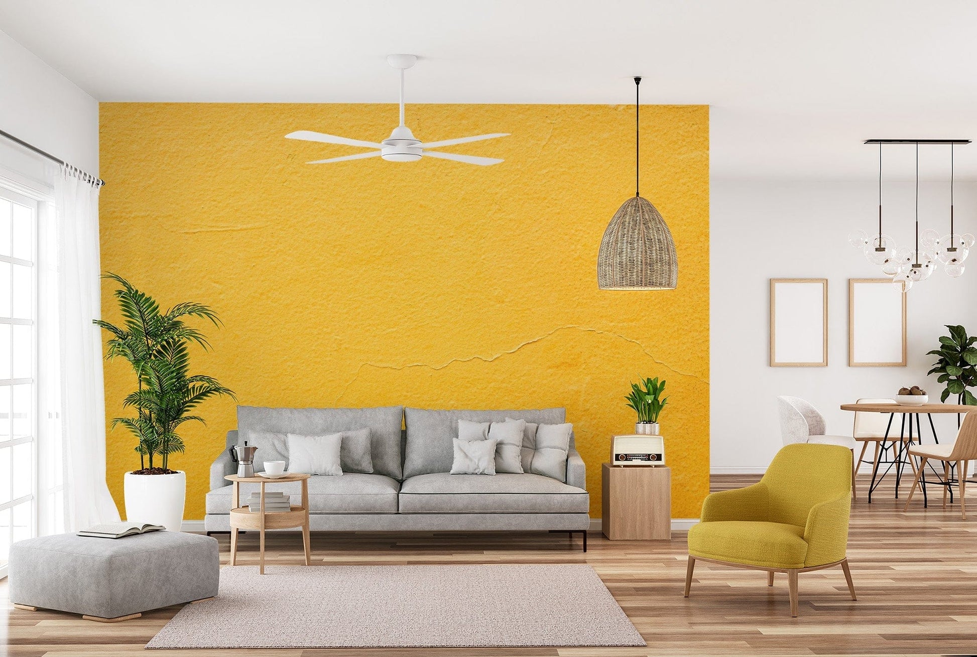 Yellow Textured Wallpaper Mural - Giffywalls
