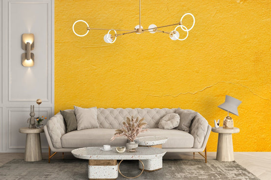 Bright yellow textured wallpaper mural design Concrete-05
