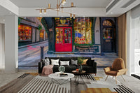 Vintage shop exterior mural
