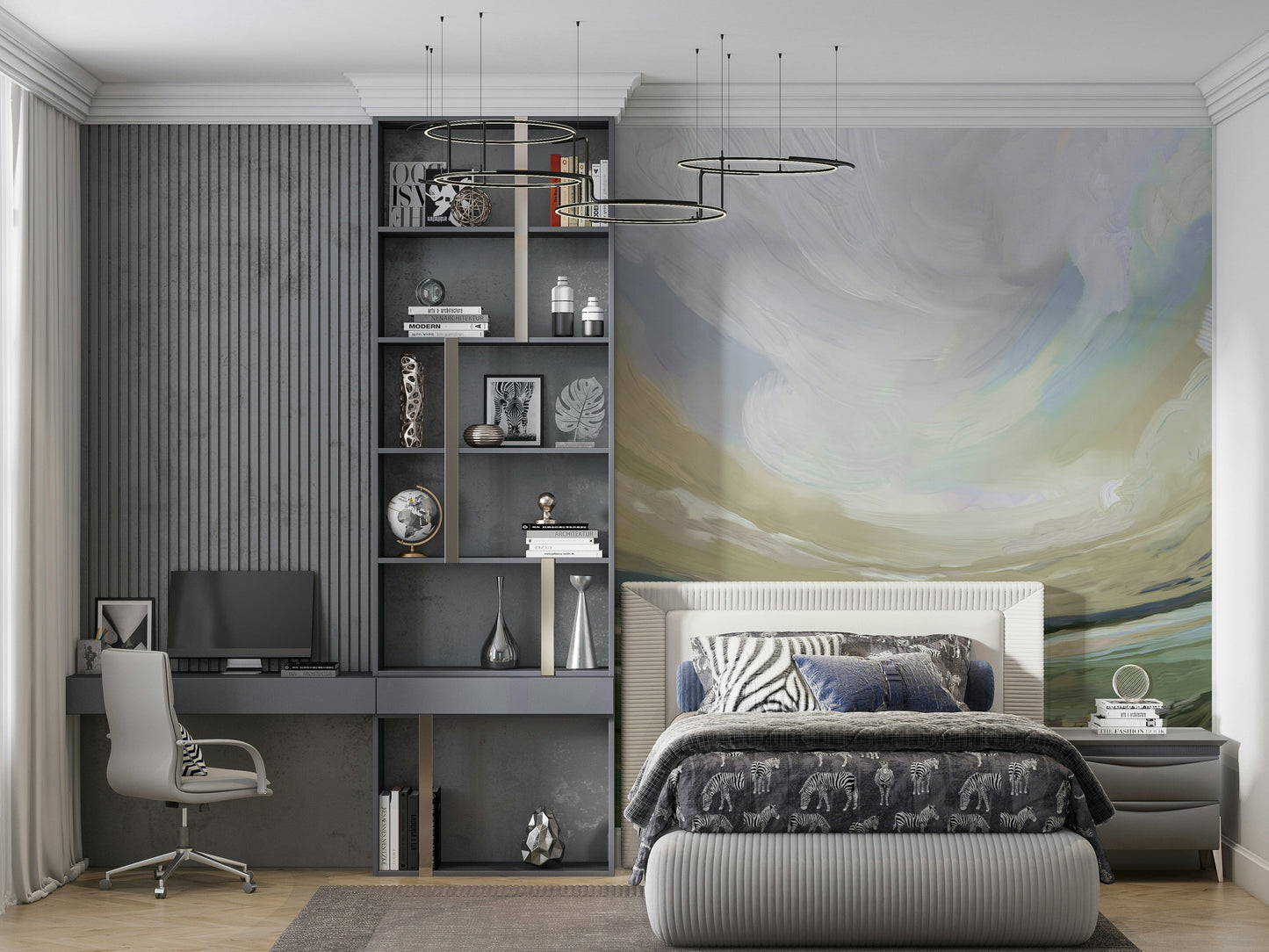 Scenic rural valley landscape art for a guest bedroom wallpaper mural