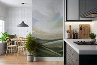 Timeless meadow landscape painting for a boutique hotel room wallpaper mural