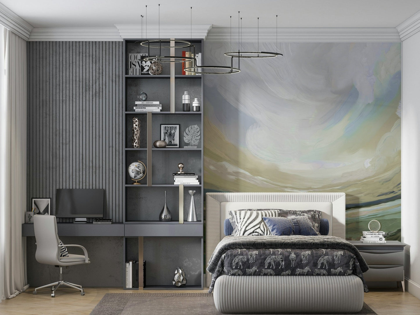 Scenic rural valley landscape art for a guest bedroom wallpaper mural