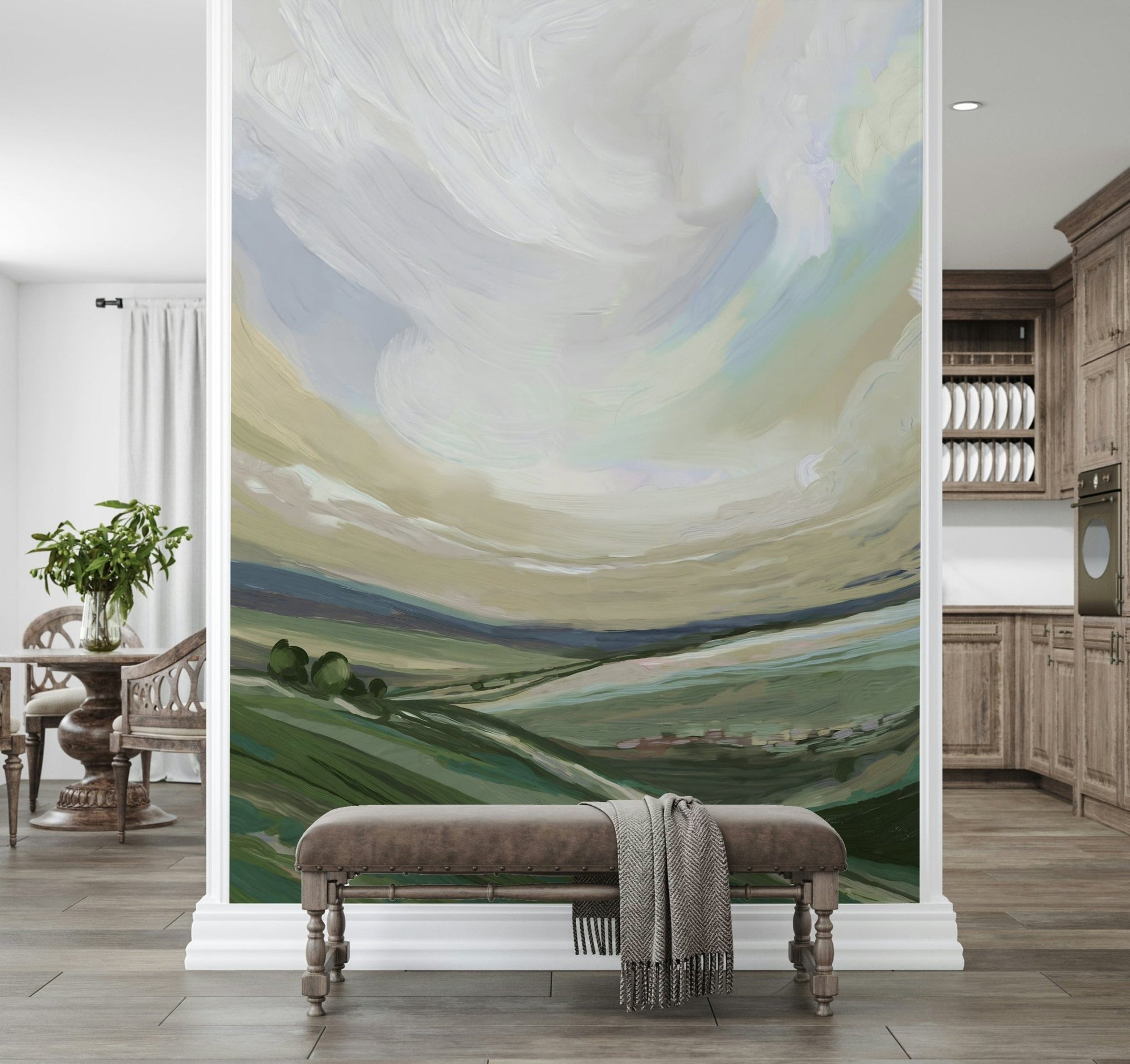 Yorkshire Landscape Oils Wall Mural for a classic foyer wall wallpaper mural, GD7665