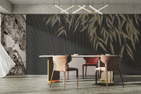 Luxurious black and gold leaf wall design
