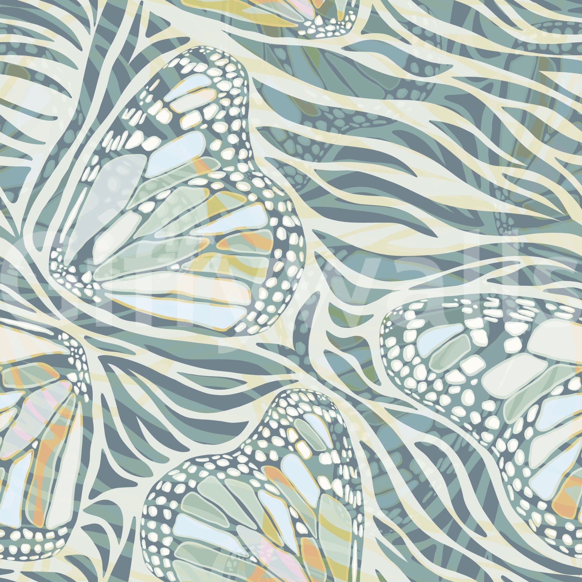Pale green insect wing pattern with zebra stripes., GD8417