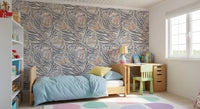 Maximalist boho wallpaper with taupe butterfly motifs., GD8416