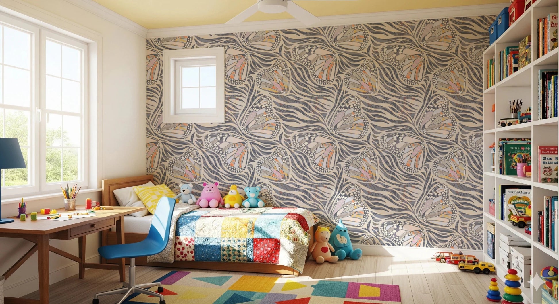 Neutral butterfly metamorphosis design for bedrooms., GD8416