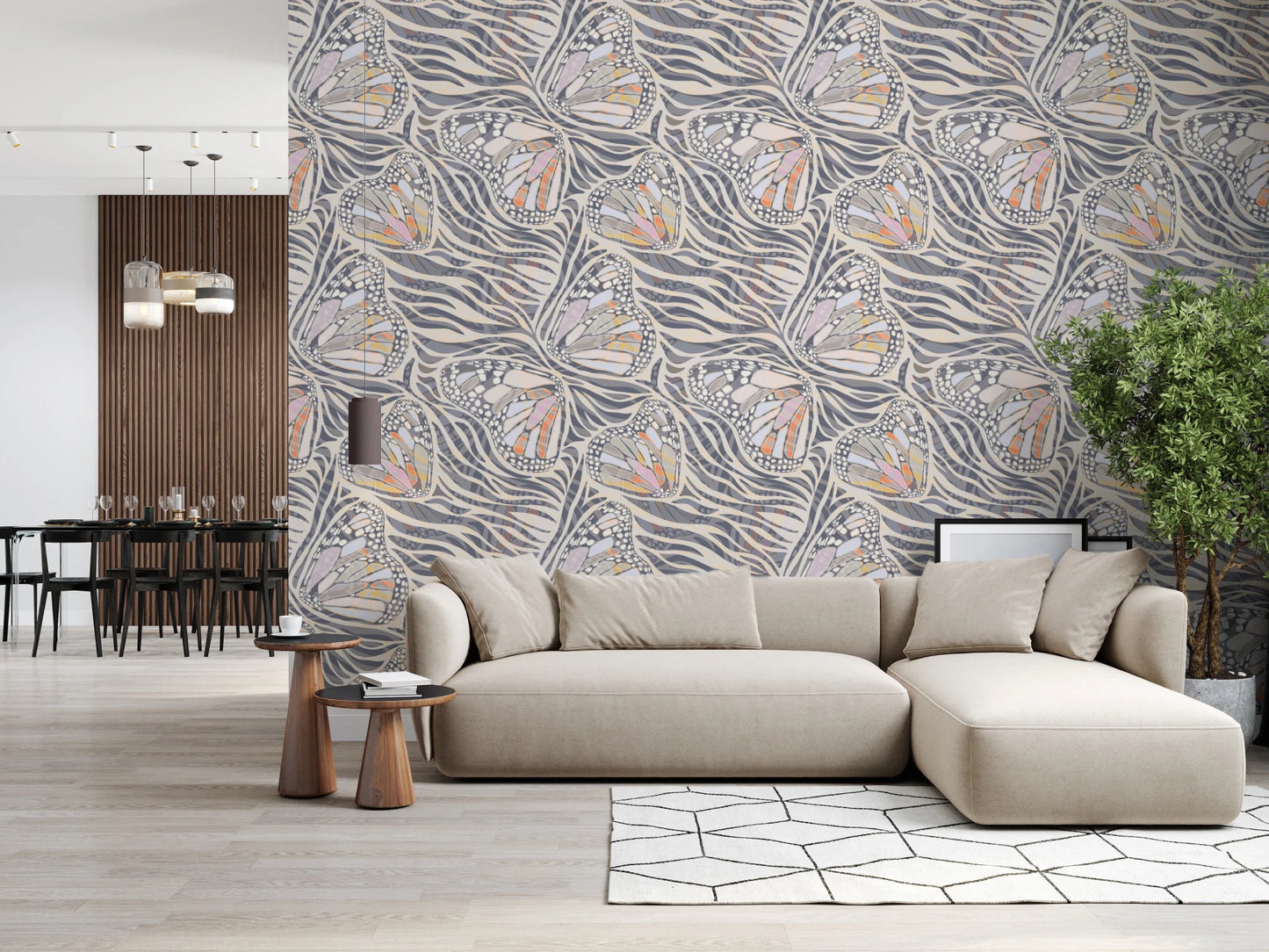 Minimalist tan and beige butterfly wing wall art., GD8416