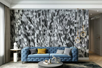 A beautiful monochrome zebra wallpaper mural with grass detail.

