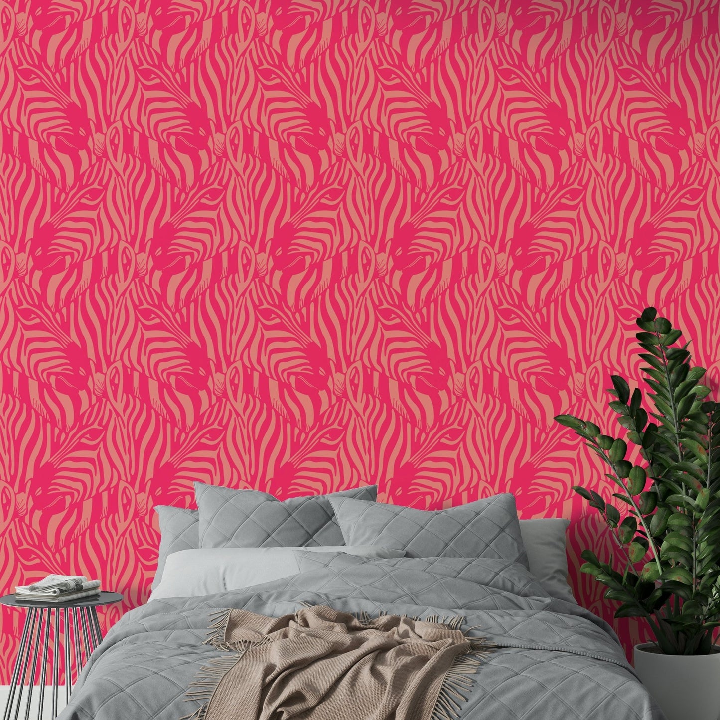 The colors are soft, muted tones of hot pink, blush, and peach.

