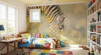Safari wildlife wallpaper featuring grazing animals for a calm bedroom.