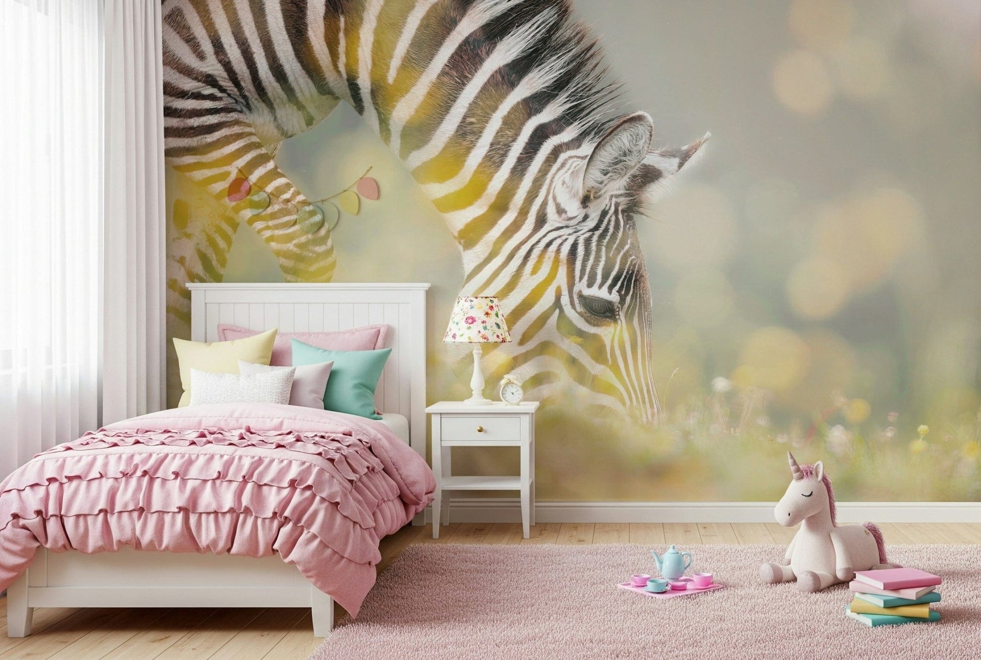 Wild animal wallpaper mural for a creative studio or workspace.