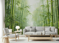 Tall bamboo forest wall mural for a clean and airy room aesthetic.