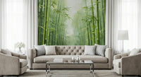Lush green bamboo wallpaper showing dense stalks and vibrant leaves.