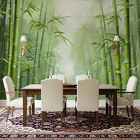 Tranquil bamboo forest wallpaper featuring a lush green nature scene.