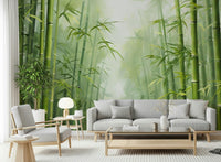 Tall bamboo forest wall mural for a clean and airy room aesthetic.