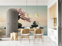 Zen Blossom Balance wall mural for a calm living room.