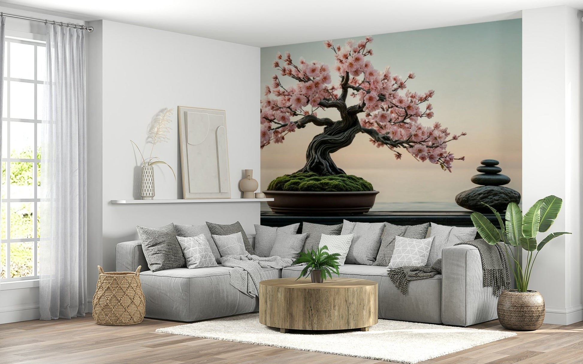 Zen Blossom Balance wall mural for a feature wall.