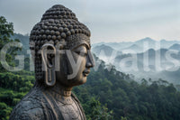 Meditating Buddha silhouette for a quiet nursery wallpaper mural